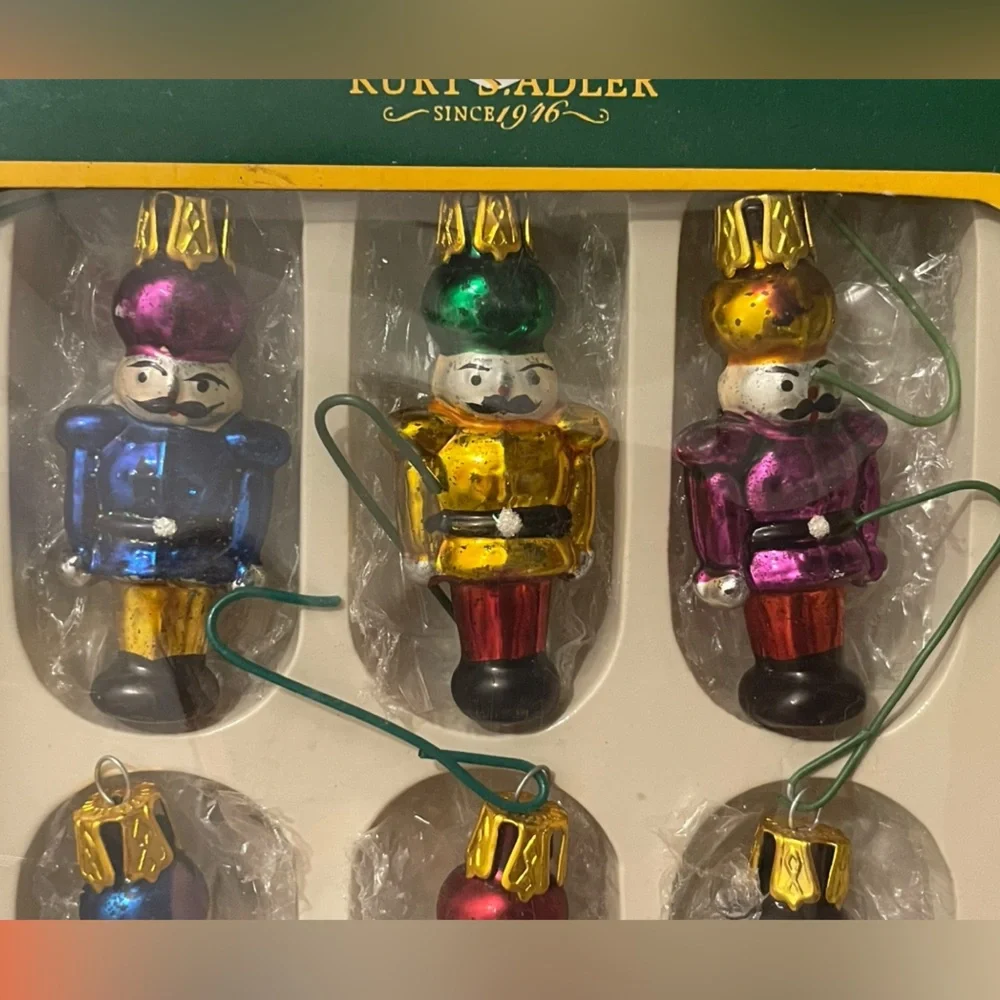 Kurt Adler Mini Glass Nutcracker and Presents  Christmas Ornaments 2